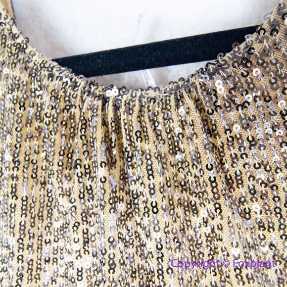 New! Free People  Lost In Your Light Sequin Tie Front Women's Top, size‎ XL - Picture 10 of 14